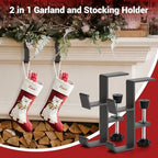 6 Pack Christmas Stocking and Garland Holders with 2 Hooks, Mantle Garland Holder for Hanging Christmas Stockings, Adjustable Fireplace Garland Holder & Stocking Hanger, Max 2.1" Thick Mantle - Black - Image 4