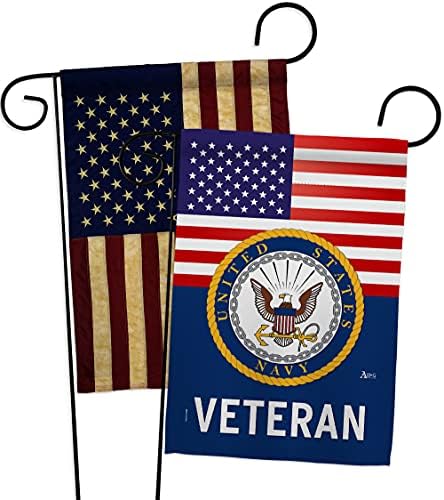 US Navy Veteran Garden Flag - Pack Armed Forces USN Seabee United State American Military Retire Official USA Vintage Applique - House Banner Small Yard Gift Double-Sided Made in 13 X 18.5 by Unknown