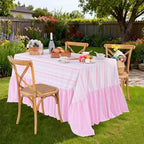 Easter Tablecloth Pink Rabbit Ruffle Table Cloth - 90 x 132 Inch Waterproof Tablecloths Rectangle Washable Polyester Bunny Flowers Table Cover for Birthday Wedding Dinner Picnic Party Decoration - Image 5