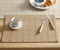 ZeeMart Linen Checked Farmhouse Placemats Set of 6, Camel 13x19in by ZEEMARTONLINE