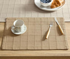 ZeeMart Linen Checked Farmhouse Placemats Set of 6, Camel 13x19in by ZEEMARTONLINE