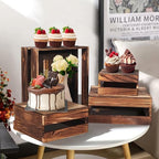 Cecnamt 8-Piece Rustic Wood Buffet Risers with Mini Signs for Dessert Table - Image 3