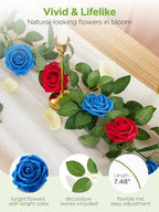 InnoGear Fake Roses 50 Pcs Royal Blue Flowers Artificial Faux Foam Floral - Image 3