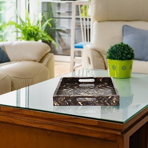 Handicrafts Home Handmade Resin Inlay Decorative Ottoman Serving Tray,12x12 - Image 2