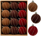 24PCS Velvet Christmas Ball Ornaments Set, 2.36" Shatterproof Baubles for Christmas Tree Decorations, Gold-Lined Hanging Baubles with Velvet Finish for Thanksgiving Holiday Party Décor, Multicolour by Arborus