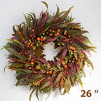 Olive Wreath for Front Door 22 inch, Greenery All Season Wreath with Olive Leaf Fruit, Home Decoration for Outdoor Living Room Indoor Wall and Outside (Brown-Fall Berry, 26 inch) - Image 2
