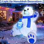 4 FT Hanukkah Inflatable Decorations, Large Sitting Polar Bear Holding Dreidel with 3 LED Lights - Blow Up Chanukah Yard Decor for Outdoor Lawn Garden Home Holiday Party​ - Image 6