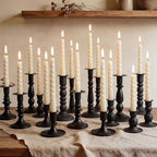 Mumufy 20 Pcs Matte Candlestick Holders, Metal Wedding Taper Candle Holders Vintage Candles Stand Set, Candle Stick Decor for Mantel Table Centerpiece Wedding Dining Table Decor Mantelpiece (Black) by Mumufy