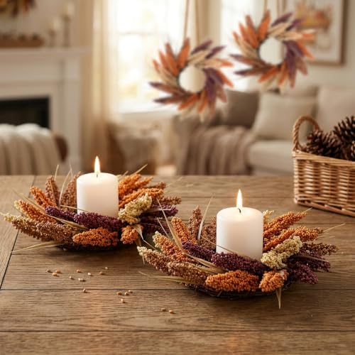 Harvest Mini Fall Wreath, 4 Pack 12in Rustic Thanksgiving Wreath - Image 6