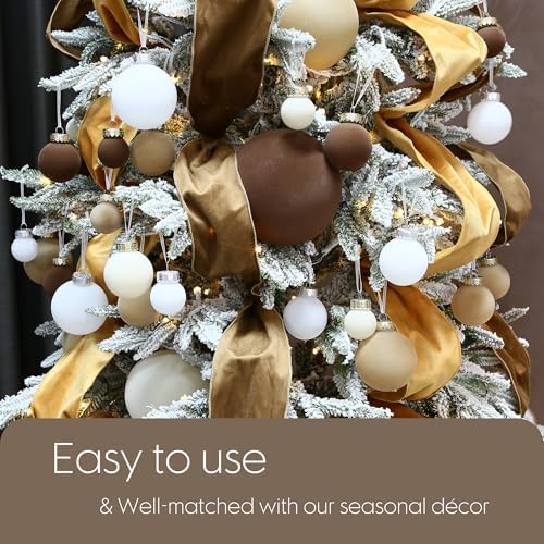 Sea Team 32-Pack Flocked Velvet Christmas Ball Ornaments, Brown - Image 4