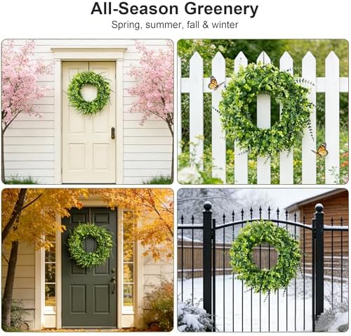 26 Inch Artificial Eucalyptus Wreath for Front Door, Year-Round Greenery, UV & Weather Resistant - Image 6