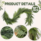 16FT 1Pcs Prelit Realistic Faux Pine Cedar Garland for Christmas Decor Home - Image 2
