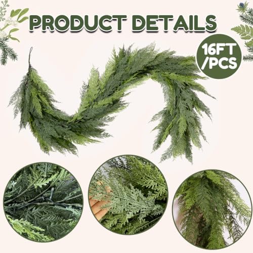 16FT 1Pcs Prelit Realistic Faux Pine Cedar Garland for Christmas Decor Home - Image 2