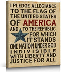 Ship Next Day - Framed American Flag Canvas Wall Art, Patriotic USA Typography Pledge of Allegiance Print, Vintage Farmhouse Home Decor Painting for Office, Living Room, Bedroom by ZERILYN