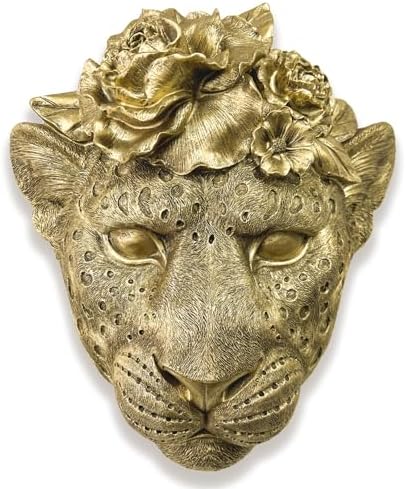 GUSFREUD Gold Animal Heads Sculptures Wall Art - Resin Faux Leopard for Home Wall Decor, Leopard Wall Hanging Decoration for Living Room, Bedroom & Kitchen, Unique Gift Idea - Image 2