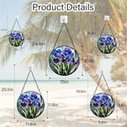 Blue Purple Iris Flowers Stained Glass Window Hanging Suncatcher Gifts 9.8" - Image 6