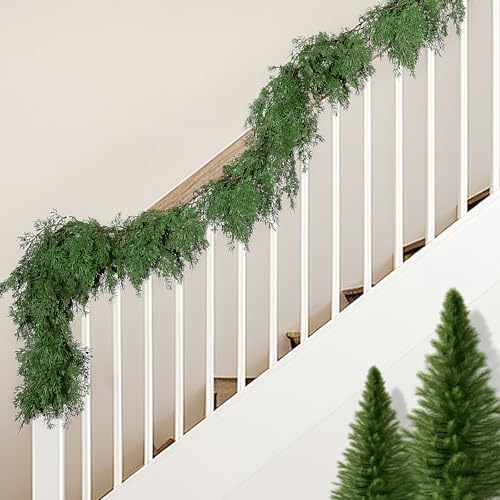 2 Pcs Christmas Norfolk Pine Garland, 6 Ft Dense Pines Realistic Touch Garland Ornaments, Greenery Artificial Pine Cypress Garlands for Christmas Holiday Mantle Fireplace Table Home Decor by PurpleStar