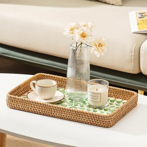 Set of 3 Rattan Serving Trays with Mother of Pearl, Terrekraft - Image 5