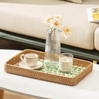 Set of 3 Rattan Serving Trays with Mother of Pearl, Terrekraft - Image 4