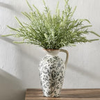 8.9 Inch Vintage Gray Chinoiserie Floral Vase, Antique Rustic Ceramic Vase for Home Decor, Living Room, Bookshelf, Office, Entryway, Garden, Chinoiserie Decor, Tuscan Decor - Image 5