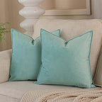 JUSPURBET 28x28 Velvet Decorative Throw Pillow Covers Set of 2,Mist by JUSPURBETHOME