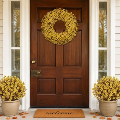 24 Inch Fall Wreaths for Front Door, Autumn Floral Outdoor Wreath - Image 4