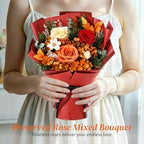 Lewondr Preserved Flowers Bouquet, Orange Rose Forever Flowers for Delivery - Image 6