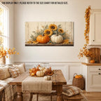 WAXWHELK Pumpkin Fall Canvas Wall Art, Pumpkin and Sunflower Autumn Thanksgiving Painting Pictures, Rustic Farmhouse Artwork for Living Room Bedroom Home Decor (30"x60") - Image 3