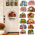 Interchangeable Door Sign, 12 In Wooden Welcome Sign for Front Door (2 Set * 12Pcs) by Unknown