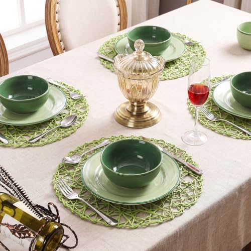 Threehoney Paper Braided Round Placemats, Set of 36, Green, 13 in - Image 6