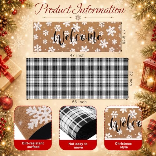 Tinideya 2 Pcs Large Winter Layered Doormat Snowflake Front Door Mat - Image 3