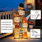 36" Fall Scarecrow Welcome Sign, Thanksgiving Front Door Decor, Standing Porch & Yard Decoration for Autumn Home, Farmhouse Outdoor Patio Party Decor, Great Gift - Image 4