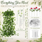 72 Pack Wedding Ceiling Flowers Kit, White Wisteria Rose Ivy Garland - Image 2