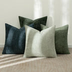 MIULEE Soft Decorative Chenille Pillow Covers Green Navy 18x18 Pack of 4 - Image 3