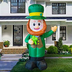 FUNPENY 4 Feet Inflatable St Patrick's Day Decoration, Blow Up Leprechaun with Green Hat and Lucky Clover in Hand for Indoor Outdoor Lawn Yard - Image 7