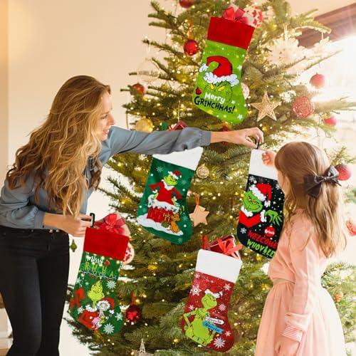 LeeSky 5 Pack Christmas Stockings, Christmas Stocking Holder, Christmas Hanging Stockings Gift Bag for Xmas Holiday Tree Hanging Home Decor - Image 3
