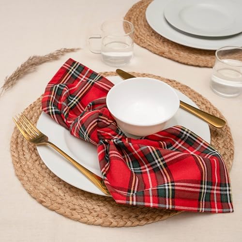 Blue Needles Christmas Buffalo Plaid Cloth Napkins Cotton Set of 12 18"x18" - Image 4