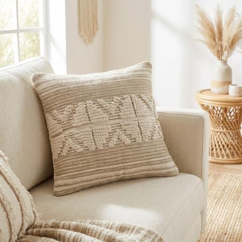 · REDEARTH · Boho Handwoven Throw Pillow Cases - Rustic Elegance Natural - Image 3