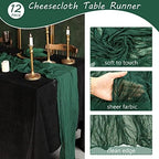 35x157 Inch Dark Green Cheesecloth Table Runner Wedding Holiday Decor - Image 4
