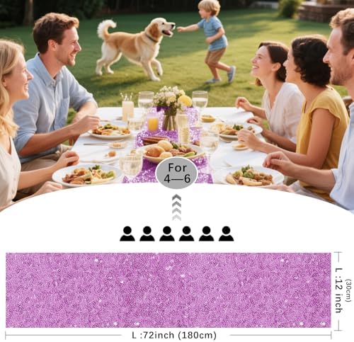 10 Packs 12 x 72 inches Lavender Sequin Table Runner - Image 4