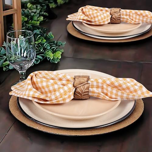 Native Fab Gingham Cloth Napkins, Set of 12, 16x16 Inches, 100% Cotton, Checkered Fabric, Soft, Washable Table Linen, Ideal for Weddings, Outdoor Picnic, Family Meals, Spring, Easter, Yellow & White - Image 2
