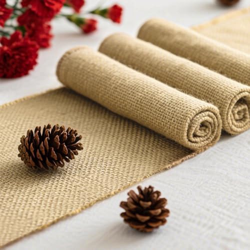 13 Pack Natural Burlap Table Runners 12" x 71" Inch Long, Rustic Jute Fabric Vintage Wedding Decorations, Brown Party Runner, Farmhouse Dinner Table Runner for Home Party Seasonal Event Decoration - Image 2