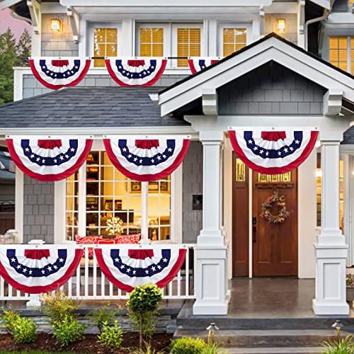 8PCS 2x4 FT American Pleated Fan Flags, Patriotic Bunting - Image 5