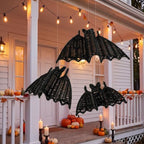 Threehoney 3 Pcs Halloween Hanging Rattan Bat for Indoor Outdoor Home Door - Image 3