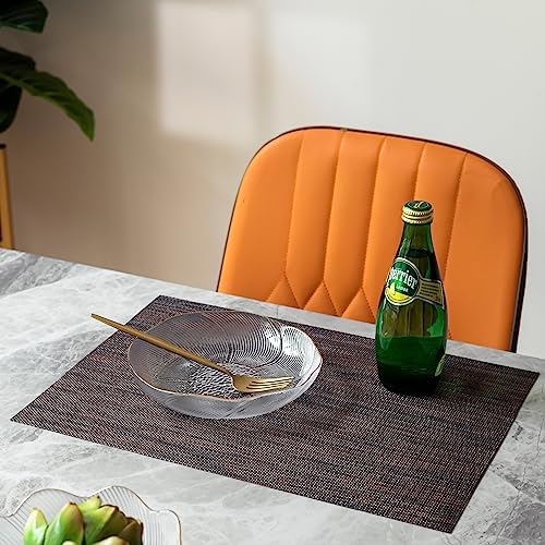 LEXMORE PlaceMats Set of 12 Vinyl/Plastic Woven Place Mats for Kitchen Table Indoor/Outdoor Washable PlaceMat Wipeable Dining Table Mats(Black/Brown) - Image 7