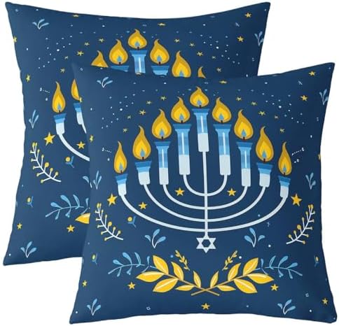 Erosebridal Hanukkah Decorative Pillow Covers, Menorah Chanukah Holiday Throw Pillow Covers 24X24 Set of 2, Hanukkah Gifts Cushion Cases for Couch Bed Sofa Home Decor by Erosebridal