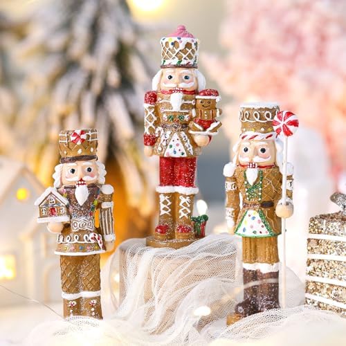 Simgoing 3 Pcs Gingerbread Nutcracker Figures Resin Christmas Nutcracker - Image 2