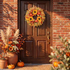 Artificial Fall Wreath 24 Inch Fall Wreaths for Front Door - Image 3