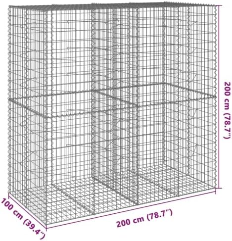 vidaXL Gabion Basket with Cover 78.7"x39.4"x78.7" Galvanized Iron - Image 3