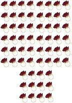 60 PCS Red Rose Shape Towel Buckle Napkin Ring Wedding Valentine's Day Hotel Table Decor Metal Gold Napkin Holder by Unknown
